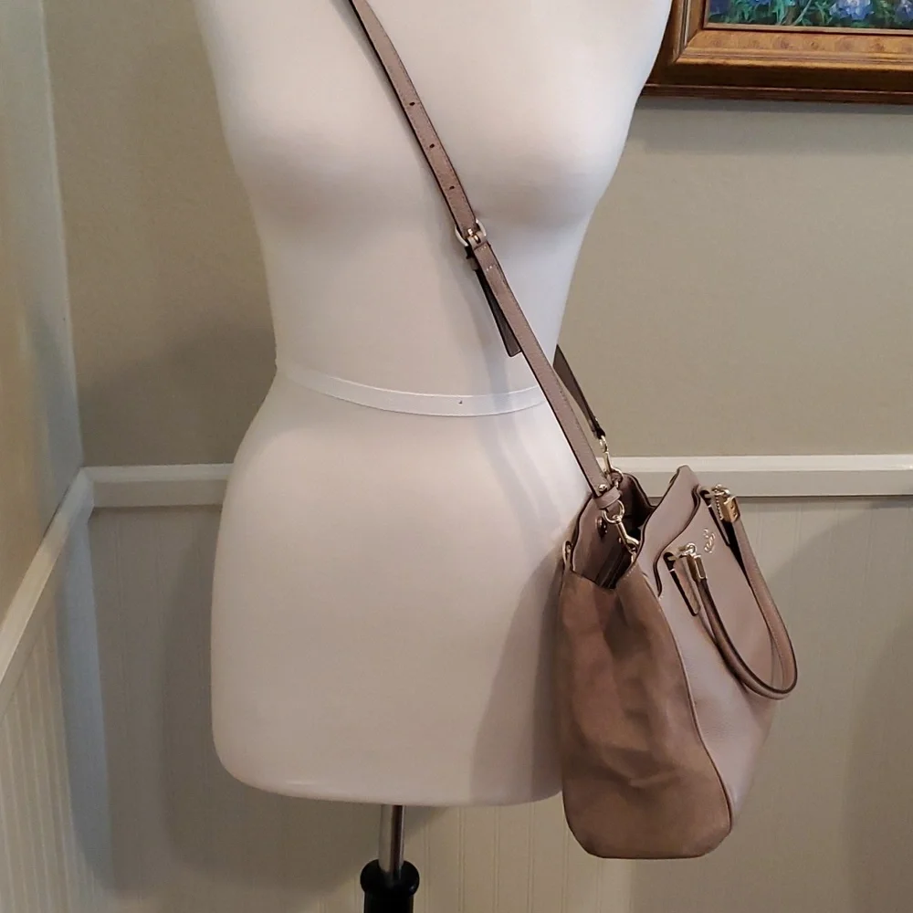 Coach taupe Minetta crossbody leather with suede